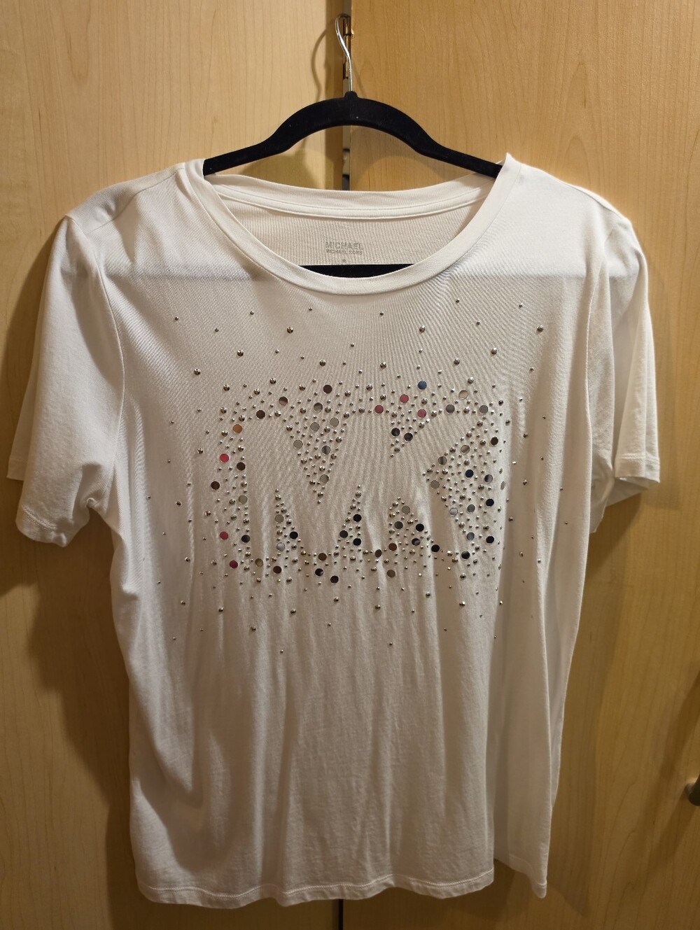 Michael Kors White Tee with Studded MK Logo